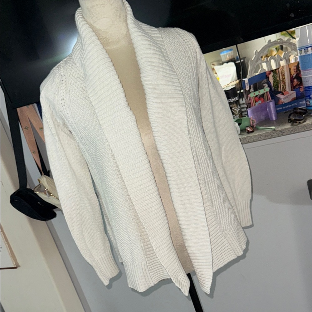 Charter Club Cream Open Front Cardigan